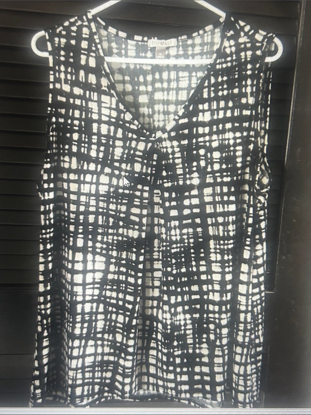 Sleeveless Black & White Grid-Print V-Neck Camisole